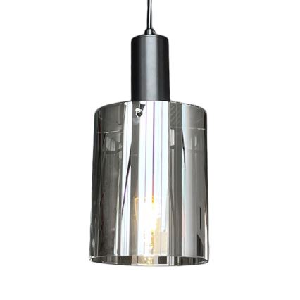 Ljuskrona med textilsladd ARCADIA 1xE27/60W/230V diameter 13 cm svart/rökig