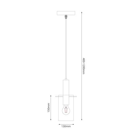 Ljuskrona med textilsladd ARCADIA 1xE27/60W/230V diameter 13 cm svart/rökig