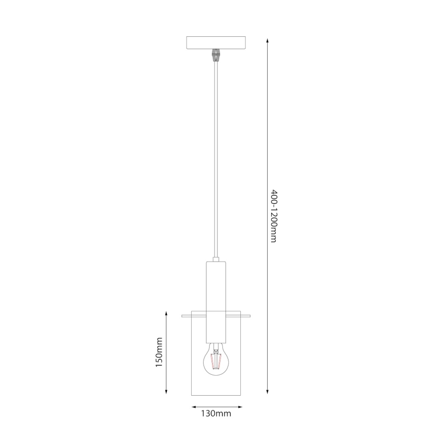 Ljuskrona med textilsladd ARCADIA 1xE27/60W/230V diameter 13 cm svart/rökig