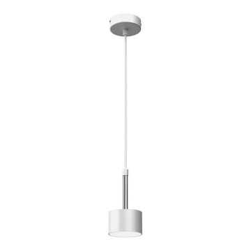 Ljuskrona med textilsladd ARENA 1xGX53/11W/230V vit/skinande krom