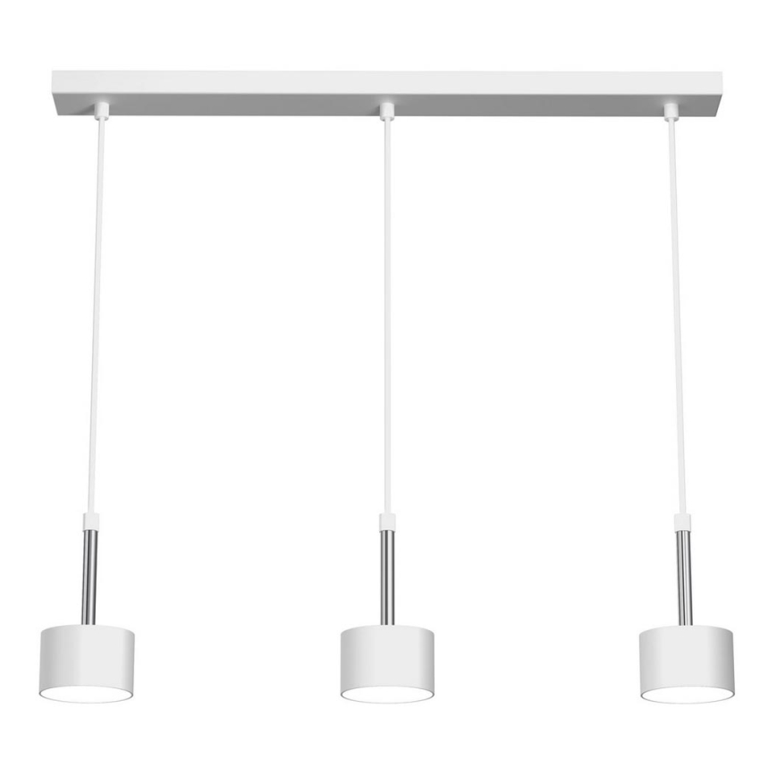 Ljuskrona med textilsladd ARENA 3xGX53/11W/230V vit/skinande krom