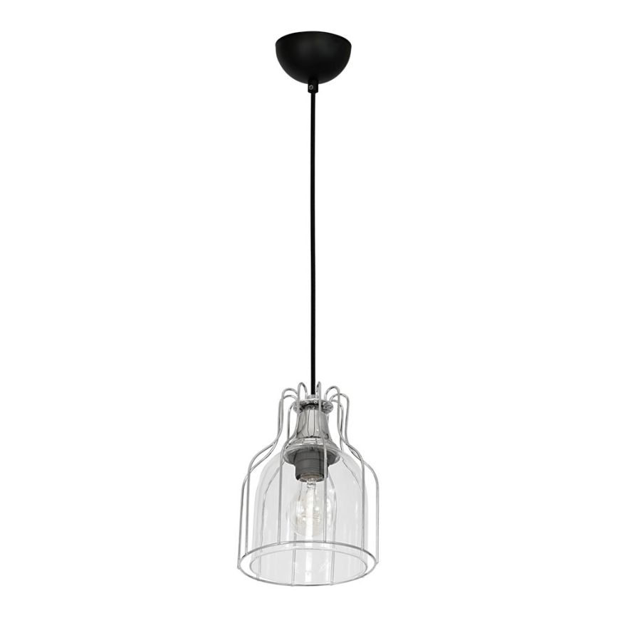 Ljuskrona med textilsladd ARIA 1xE27/60W/230V silver