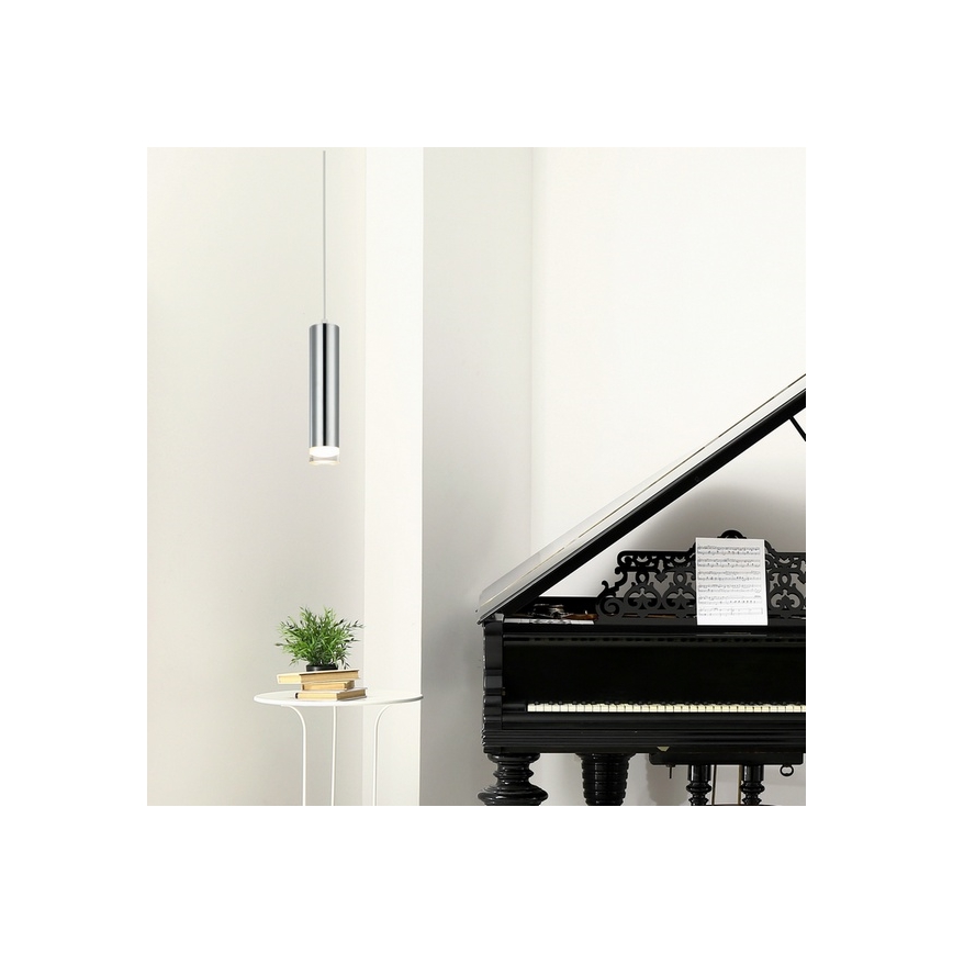 Ljuskrona med textilsladd ARMIN 3xGU10/10W/230V skinande krom