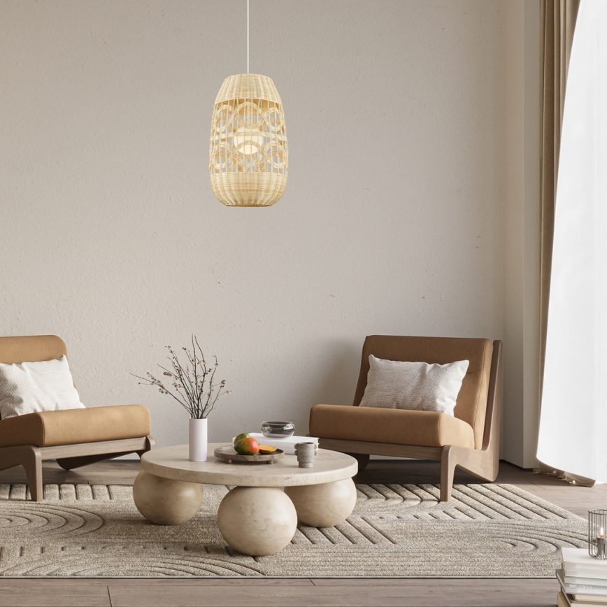 Ljuskrona med textilsladd ARONA 1xG9/9W/230V diameter 40 cm rotting/beige