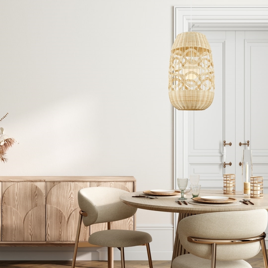 Ljuskrona med textilsladd ARONA 1xG9/9W/230V diameter 40 cm rotting/beige