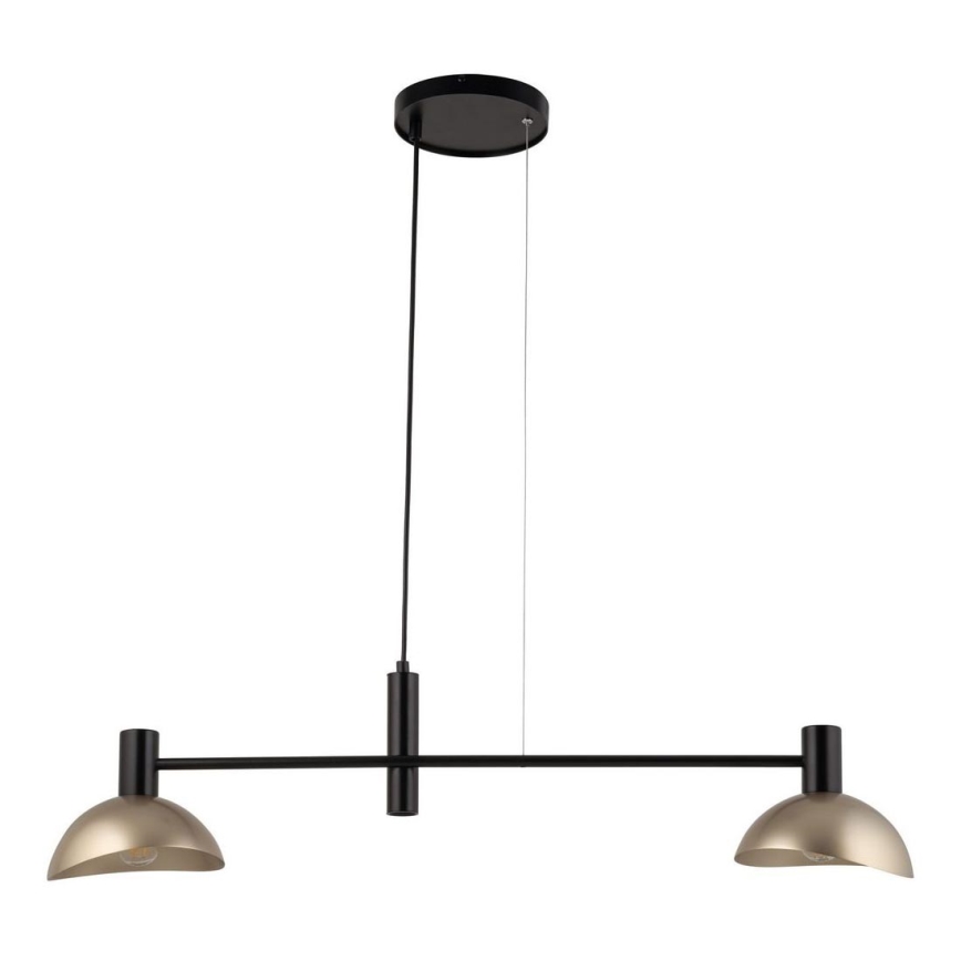 Ljuskrona med textilsladd ARTIS 2xE14/40W/230V svart/guld
