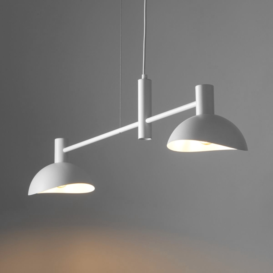 Ljuskrona med textilsladd ARTIS 2xE14/40W/230V vit