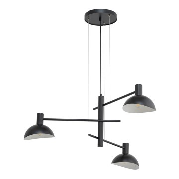 Ljuskrona med textilsladd ARTIS 3xE14/40W/230V svart