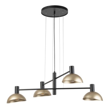 Ljuskrona med textilsladd ARTIS 4xE14/40W/230V svart/guld