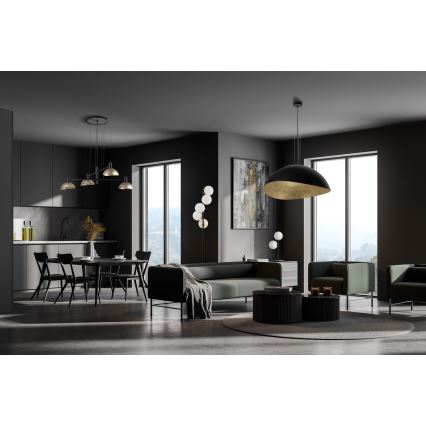 Ljuskrona med textilsladd ARTIS 4xE14/40W/230V svart/guld