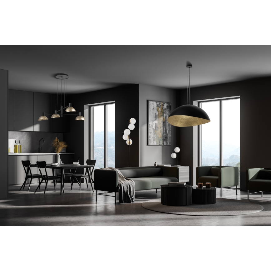 Ljuskrona med textilsladd ARTIS 4xE14/40W/230V svart/guld