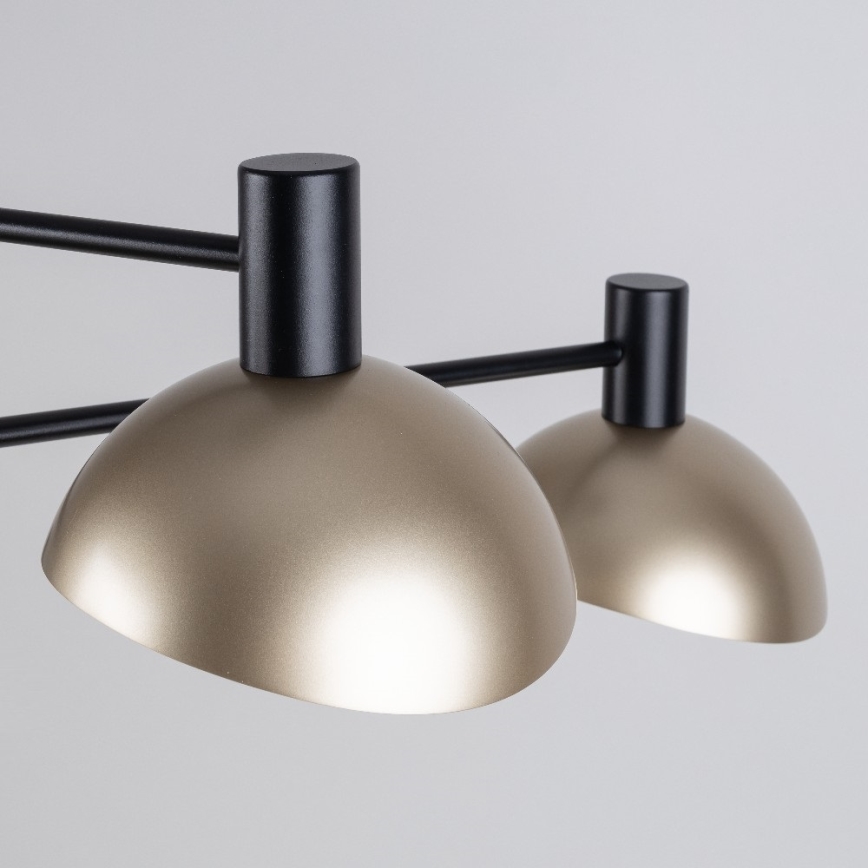Ljuskrona med textilsladd ARTIS 4xE14/40W/230V svart/guld