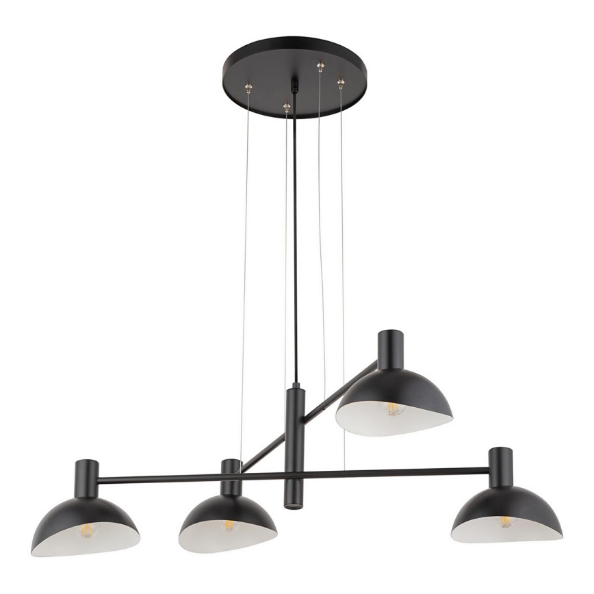 Ljuskrona med textilsladd ARTIS 4xE14/40W/230V svart