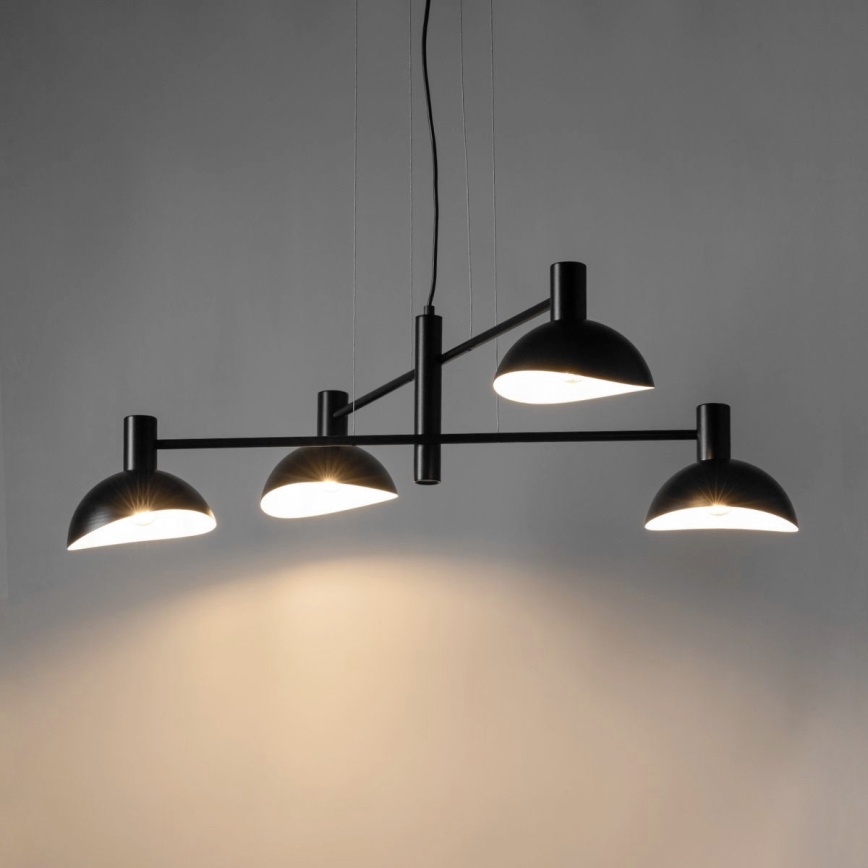 Ljuskrona med textilsladd ARTIS 4xE14/40W/230V svart