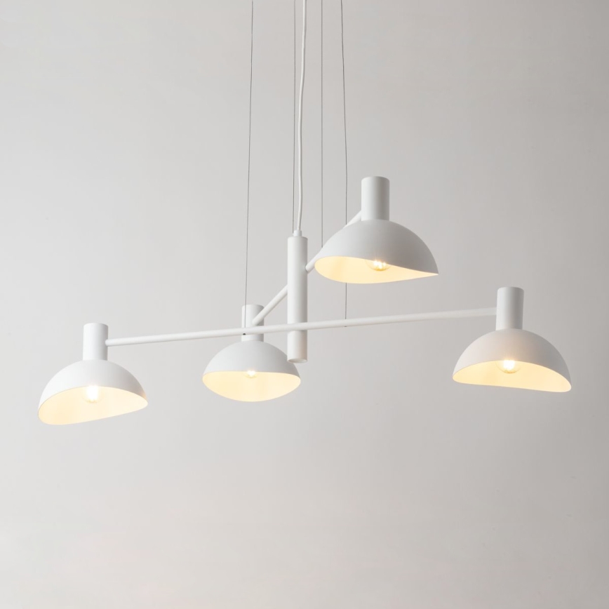 Ljuskrona med textilsladd ARTIS 4xE14/40W/230V vit