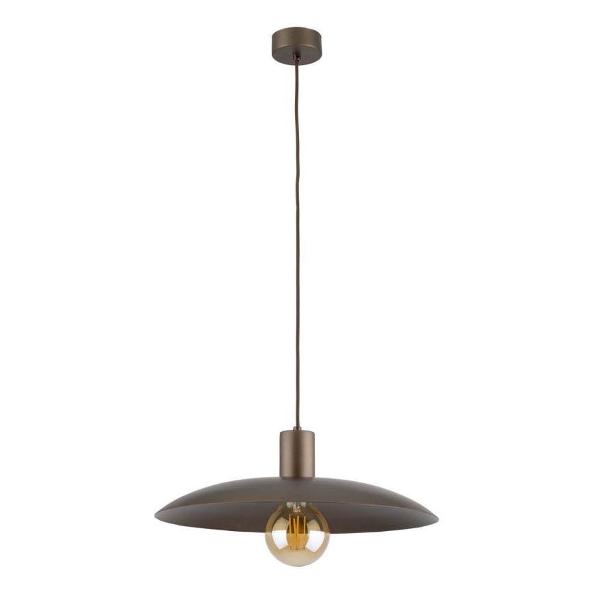 Ljuskrona med textilsladd ASTRA 1xE27/15W/230V diameter 41 cm brun