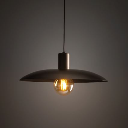 Ljuskrona med textilsladd ASTRA 1xE27/15W/230V diameter 41 cm brun