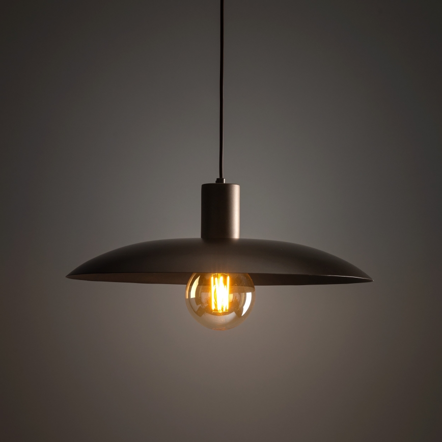Ljuskrona med textilsladd ASTRA 1xE27/15W/230V diameter 41 cm brun