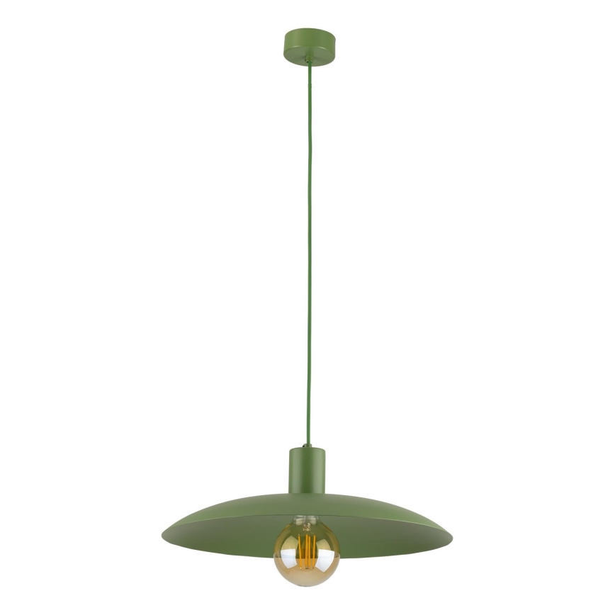 Ljuskrona med textilsladd ASTRA 1xE27/15W/230V diameter 41 cm grön