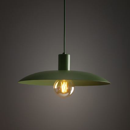 Ljuskrona med textilsladd ASTRA 1xE27/15W/230V diameter 41 cm grön