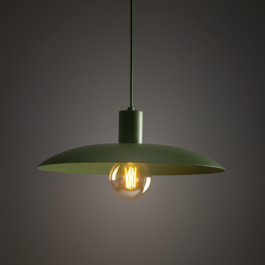 Ljuskrona med textilsladd ASTRA 1xE27/15W/230V diameter 41 cm grön