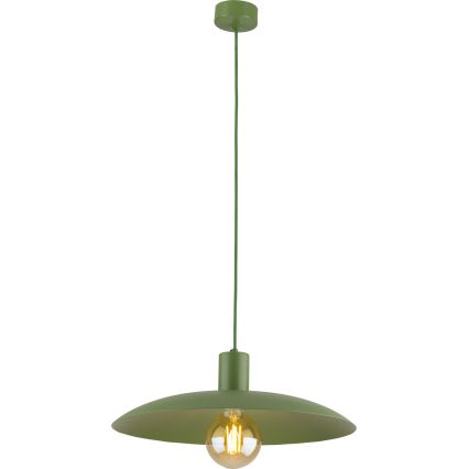 Ljuskrona med textilsladd ASTRA 1xE27/15W/230V diameter 41 cm grön