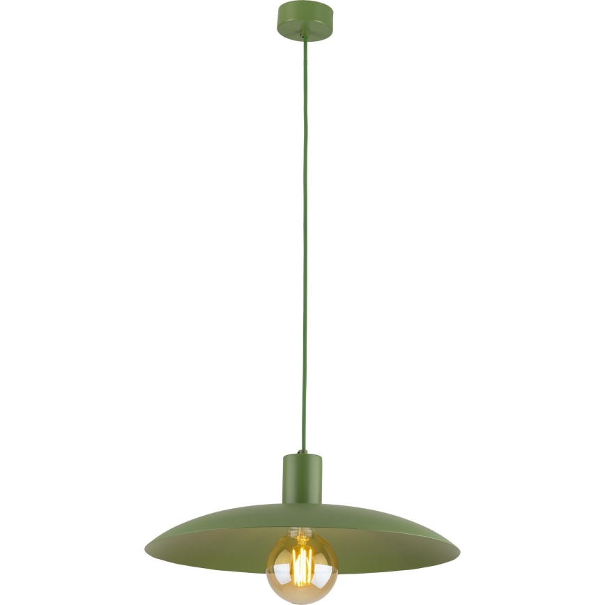Ljuskrona med textilsladd ASTRA 1xE27/15W/230V diameter 41 cm grön