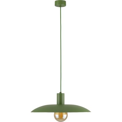 Ljuskrona med textilsladd ASTRA 1xE27/15W/230V diameter 41 cm grön