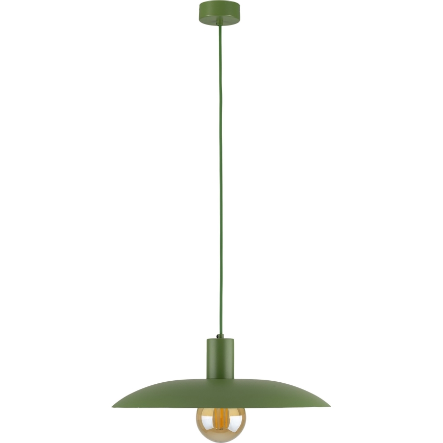 Ljuskrona med textilsladd ASTRA 1xE27/15W/230V diameter 41 cm grön