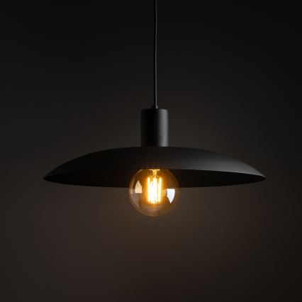 Ljuskrona med textilsladd ASTRA 1xE27/15W/230V diameter 41 cm svart