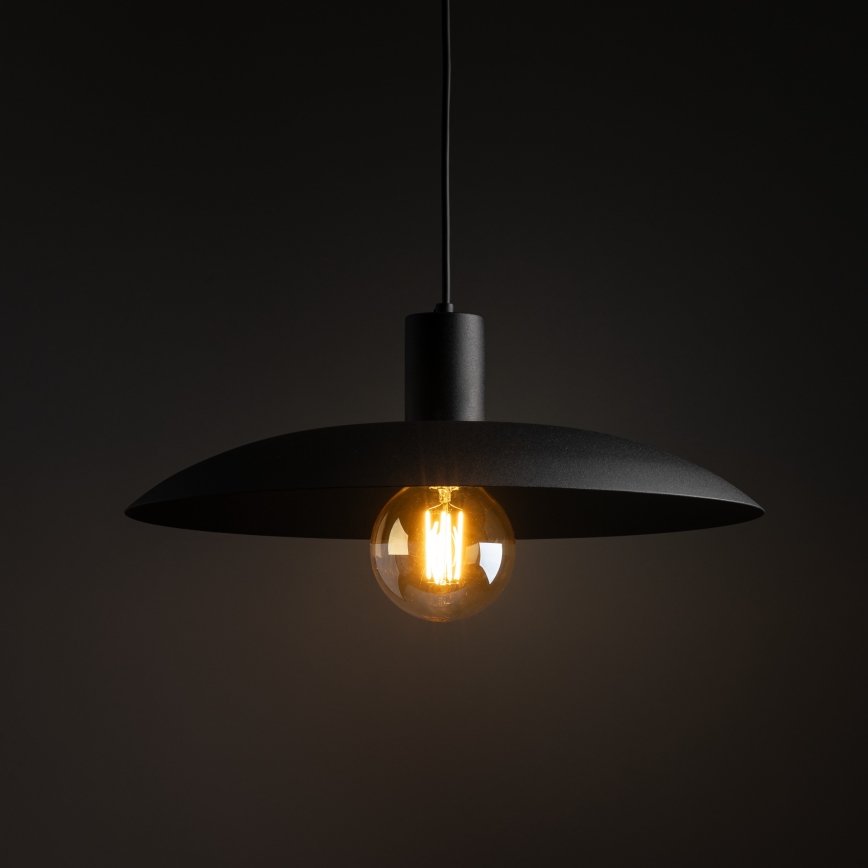 Ljuskrona med textilsladd ASTRA 1xE27/15W/230V diameter 41 cm svart