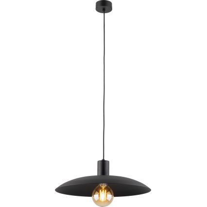 Ljuskrona med textilsladd ASTRA 1xE27/15W/230V diameter 41 cm svart