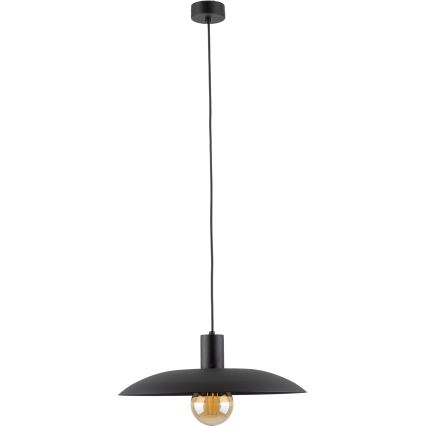 Ljuskrona med textilsladd ASTRA 1xE27/15W/230V diameter 41 cm svart