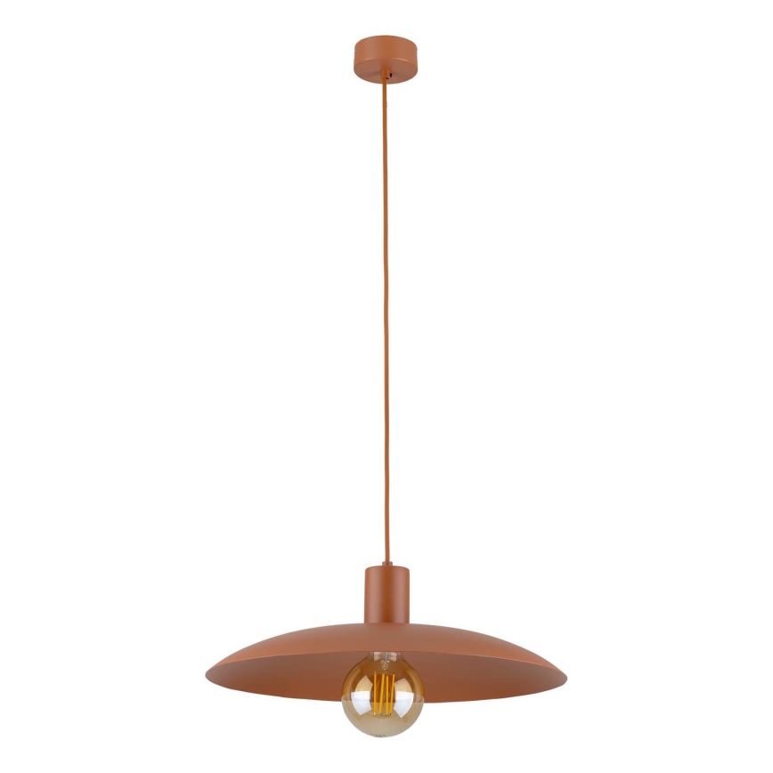 Ljuskrona med textilsladd ASTRA 1xE27/15W/230V diameter 41 cm tegelsten