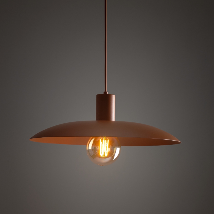 Ljuskrona med textilsladd ASTRA 1xE27/15W/230V diameter 41 cm tegelsten