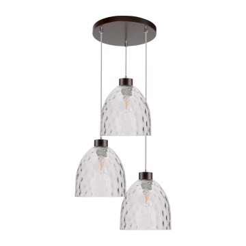 Ljuskrona med textilsladd AURA 3xE27/60W/230V bok