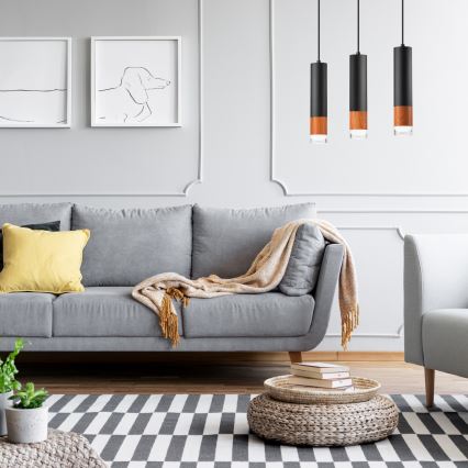 Ljuskrona med textilsladd AURELIA 3xGU10/10W/230V