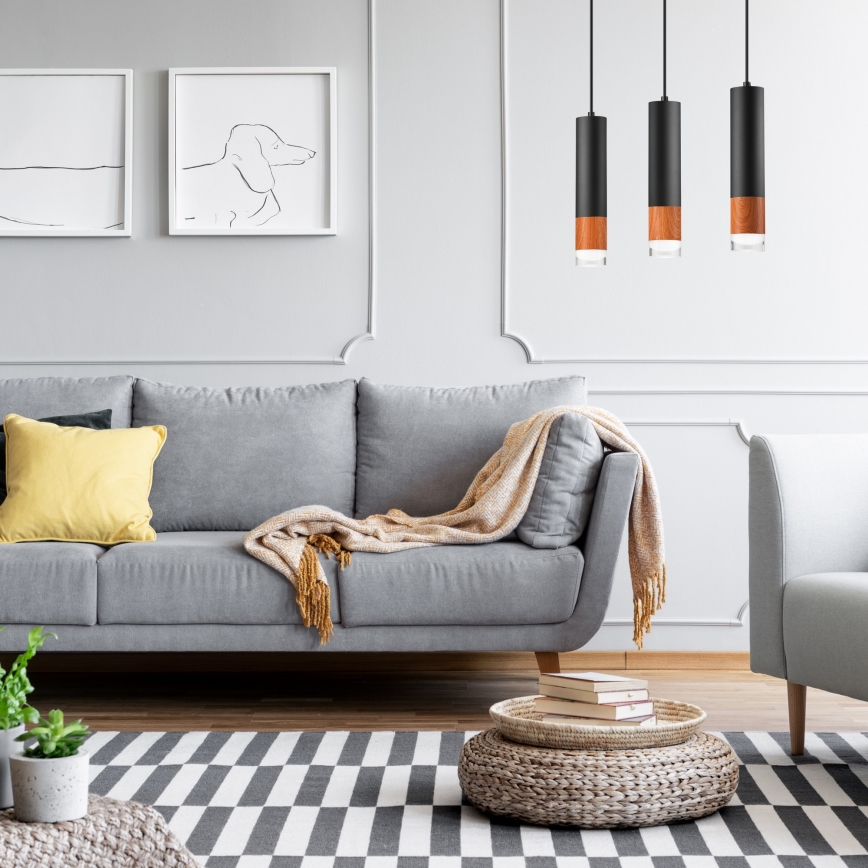 Ljuskrona med textilsladd AURELIA 3xGU10/10W/230V