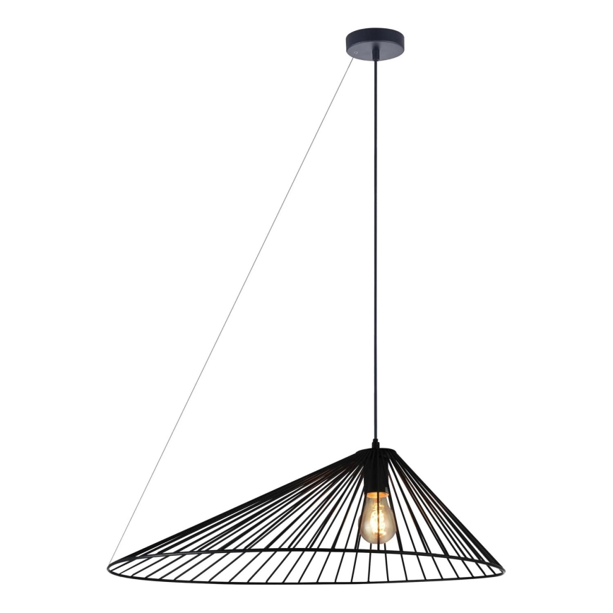 Ljuskrona med textilsladd AURORA 1xE27/20W/230V diameter 60 cm svart