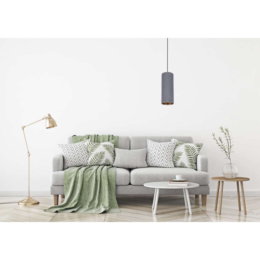 Ljuskrona med textilsladd AVALO 1xE27/60W/230V grå