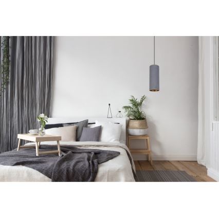 Ljuskrona med textilsladd AVALO 1xE27/60W/230V grå