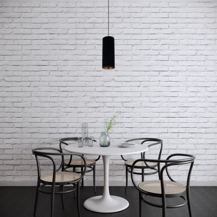 Ljuskrona med textilsladd AVALO 1xE27/60W/230V svart