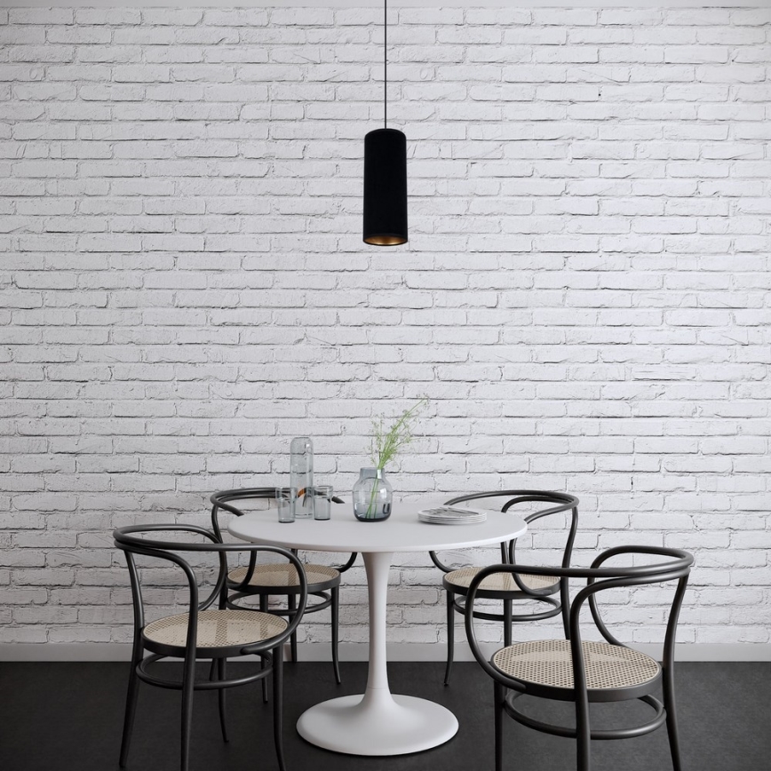 Ljuskrona med textilsladd AVALO 1xE27/60W/230V svart