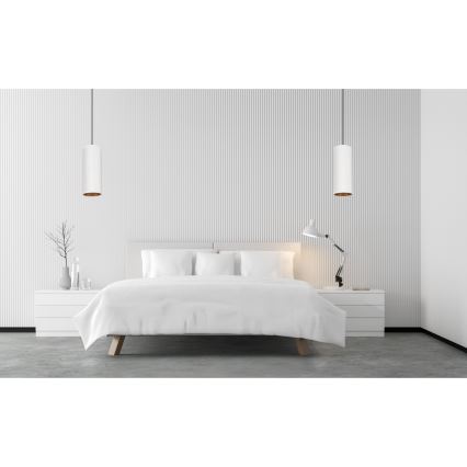 Ljuskrona med textilsladd AVALO 1xE27/60W/230V vit