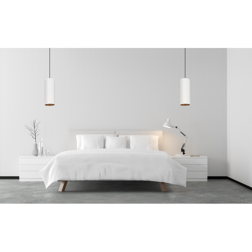 Ljuskrona med textilsladd AVALO 1xE27/60W/230V vit