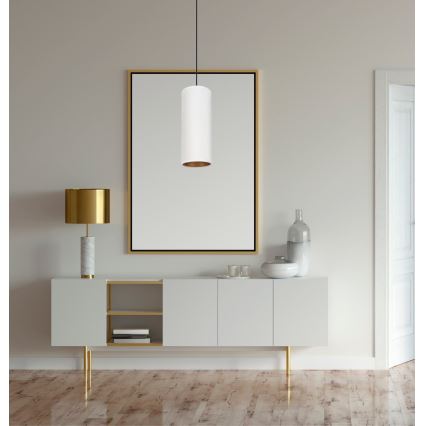 Ljuskrona med textilsladd AVALO 1xE27/60W/230V vit