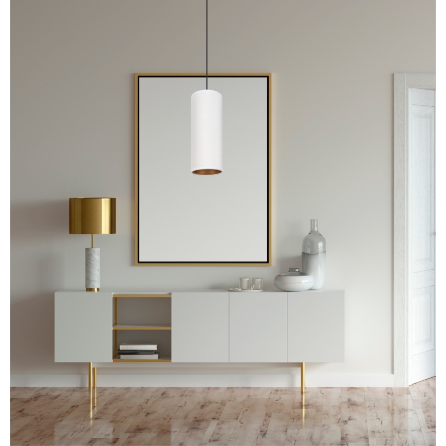 Ljuskrona med textilsladd AVALO 1xE27/60W/230V vit