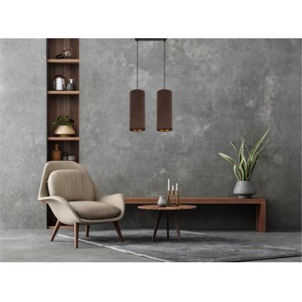 Ljuskrona med textilsladd AVALO 2xE27/60W/230V brun