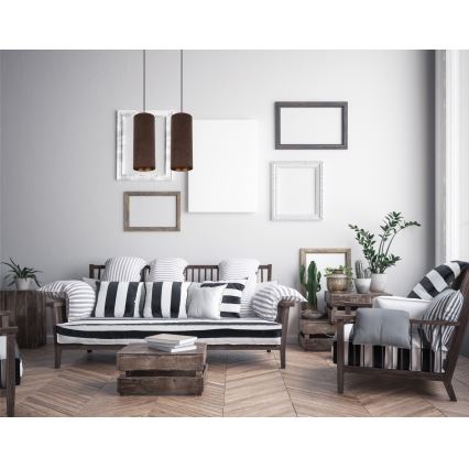Ljuskrona med textilsladd AVALO 2xE27/60W/230V brun