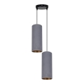 Ljuskrona med textilsladd AVALO 2xE27/60W/230V diameter 20 cm grå